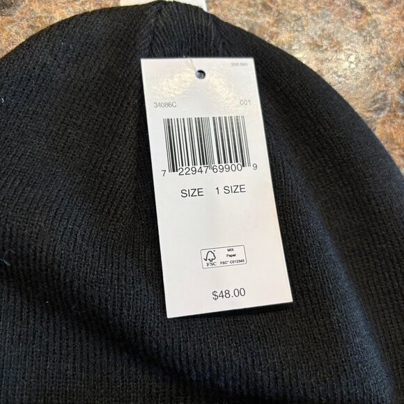 NWT Michael Kors Knit Beanie Hat Warm One Size Black Dark Gray Embroidered Logo - Picture 4 of 5